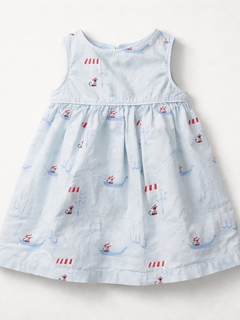 Gymboree light blue cats in gondolas Venice print cotton dress size 18-24 months